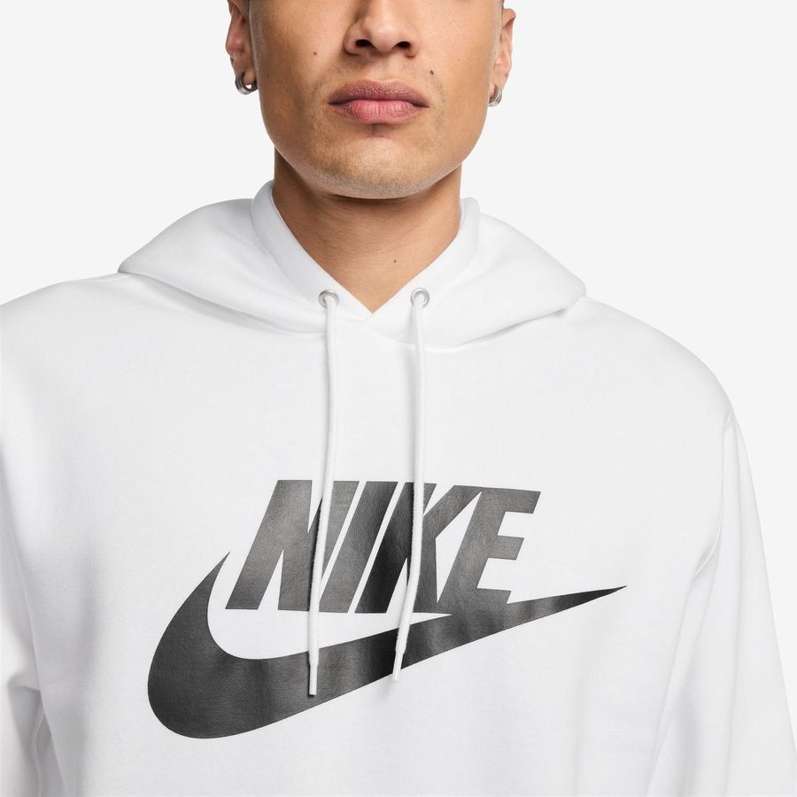 Nike Sweat à Capuche Club Pullover Fleece - Blanc/Noir