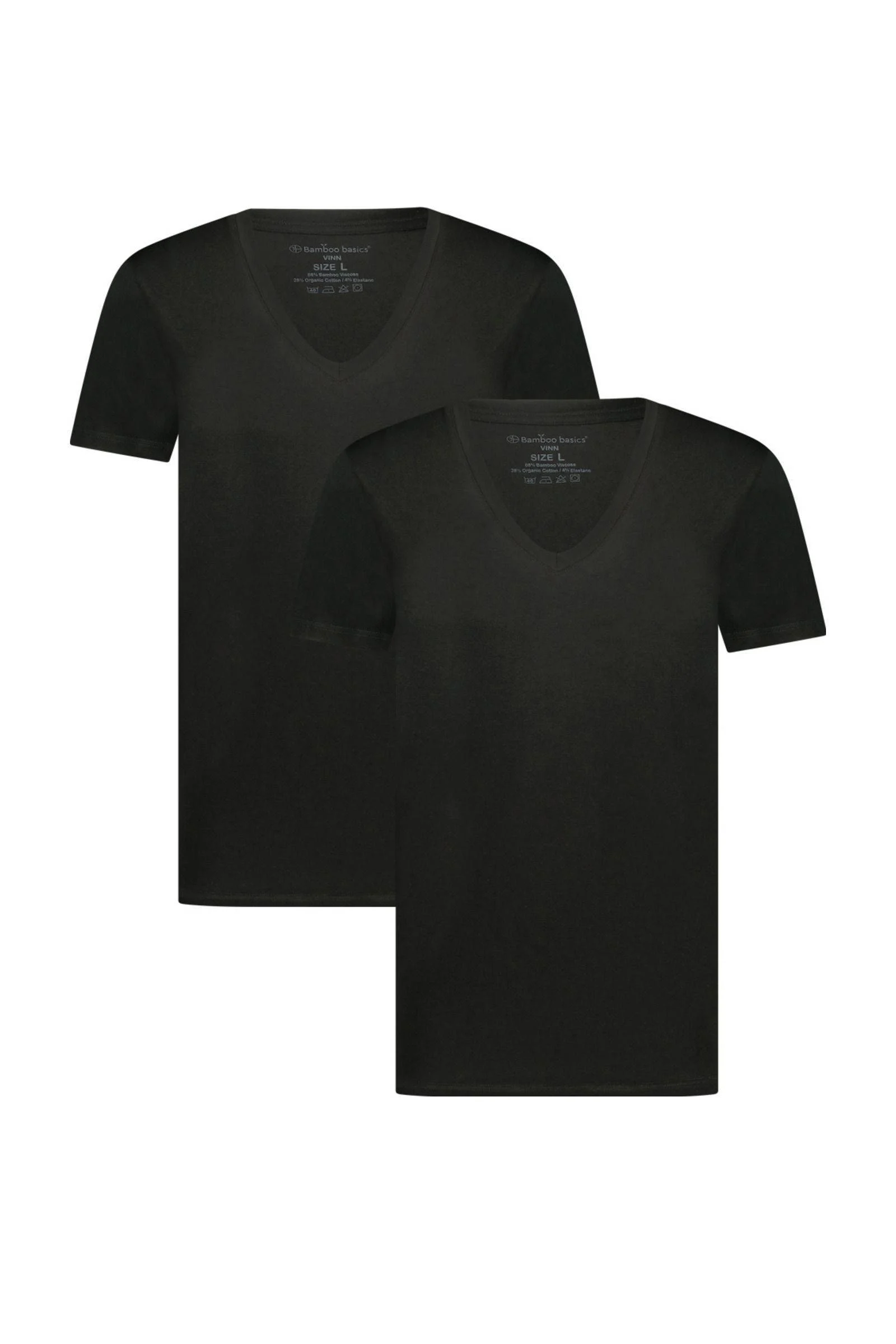 Bamboo Basics slimfit ondershirt Vinn met bamboe (set van 2) zwart