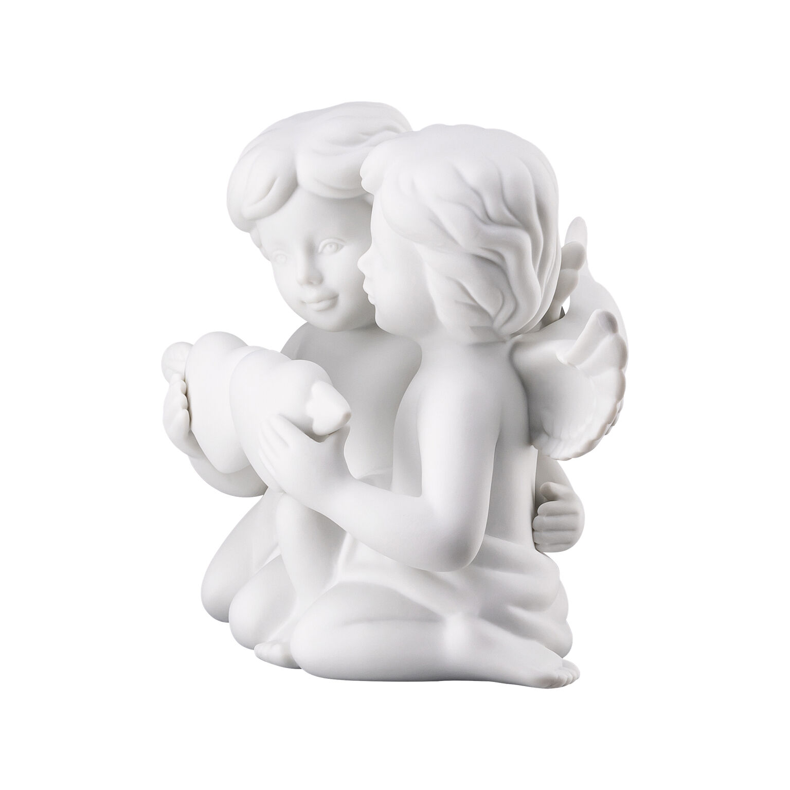 Angels Weiss matt Engelpaar mit Herz
