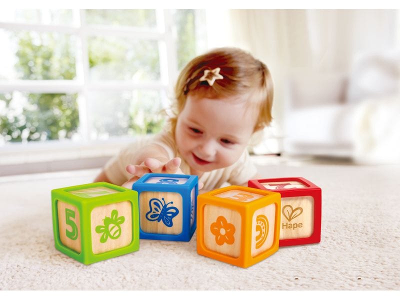 Hape Smartes Bausteine-Starter-Set 4 Stück 4-teiliges Holzbaustein-Set