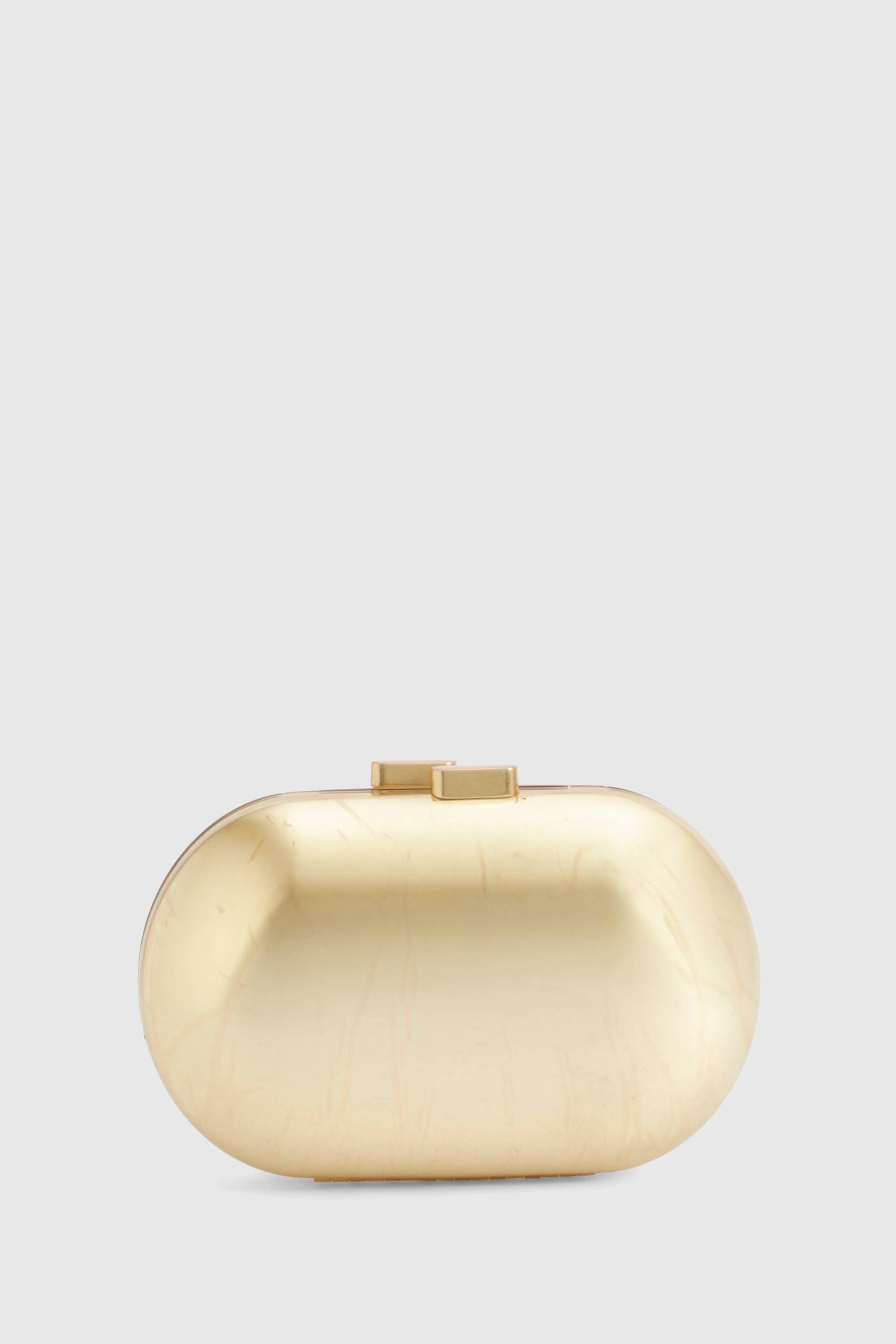 boohoo Pochette ovale en métal doré brossé