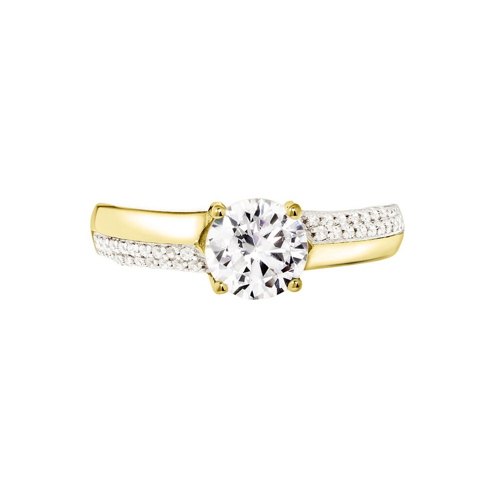 Bague Solitaire Messine Or Jaune Oxyde De Zirconium