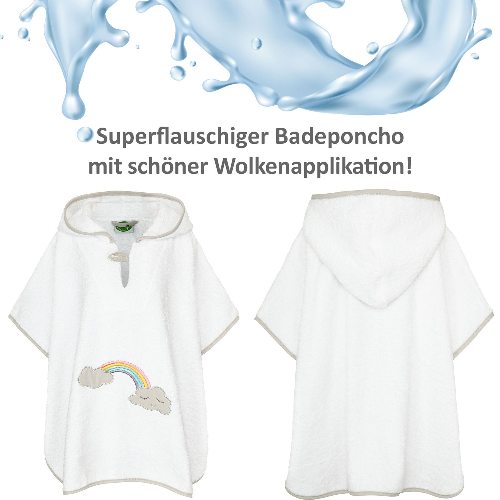 Smithy Badeponcho REGENBOGEN 55 x 70 cm weiß