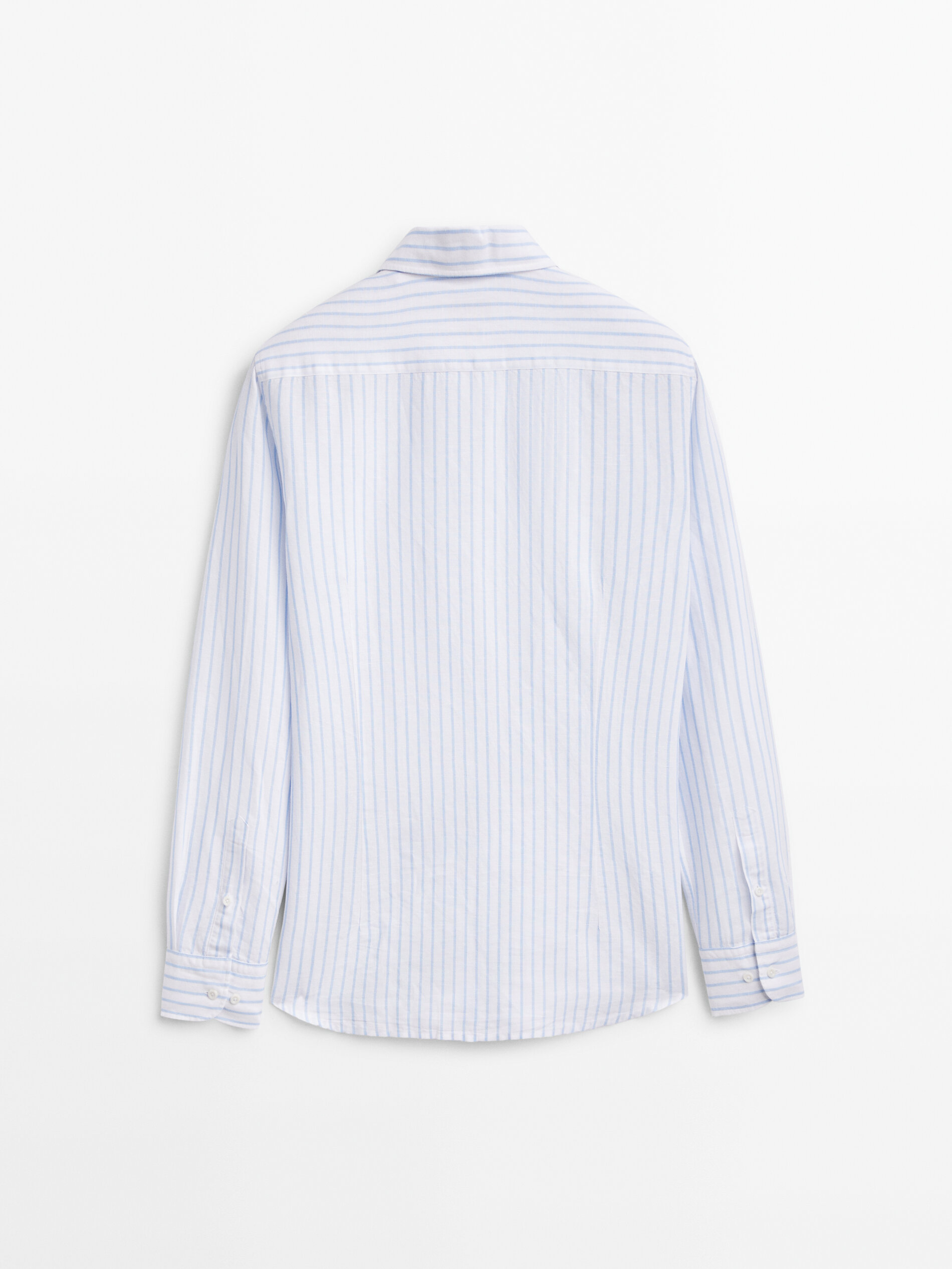 Rayas camisa com lino e algodón slim fit - LIGHT BLUE