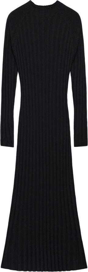 MANGO Perkins-neck ribbed dress Black
