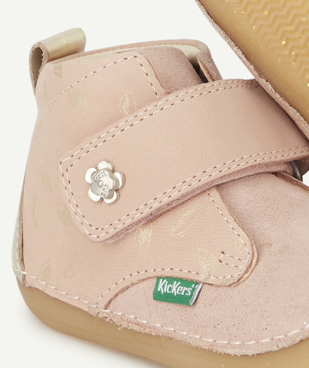 KICKERSBOOTS BÉBÉ ROSE CLAIR ET COULEUR ARGENTÉE IMPRIMÉ FEUILLES