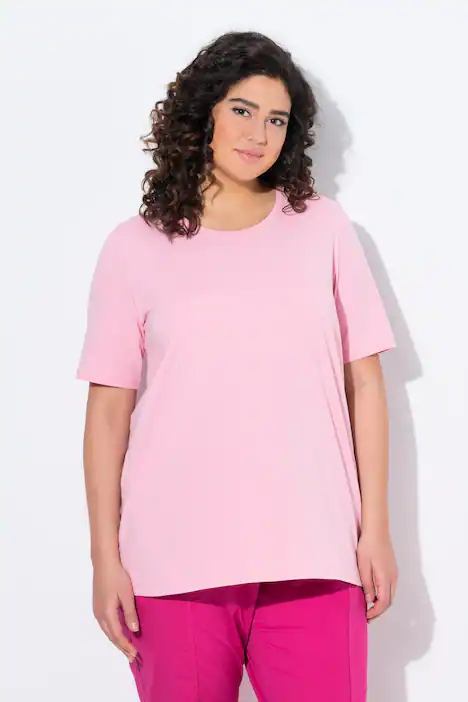T-Shirt, A-Linie, Rundhalsausschnitt, Halbarm, rosa