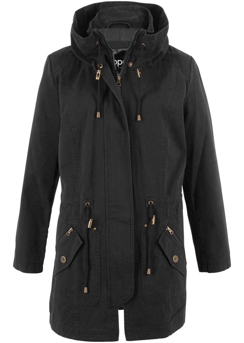 Parka courte en coton avec col montant, cintrée