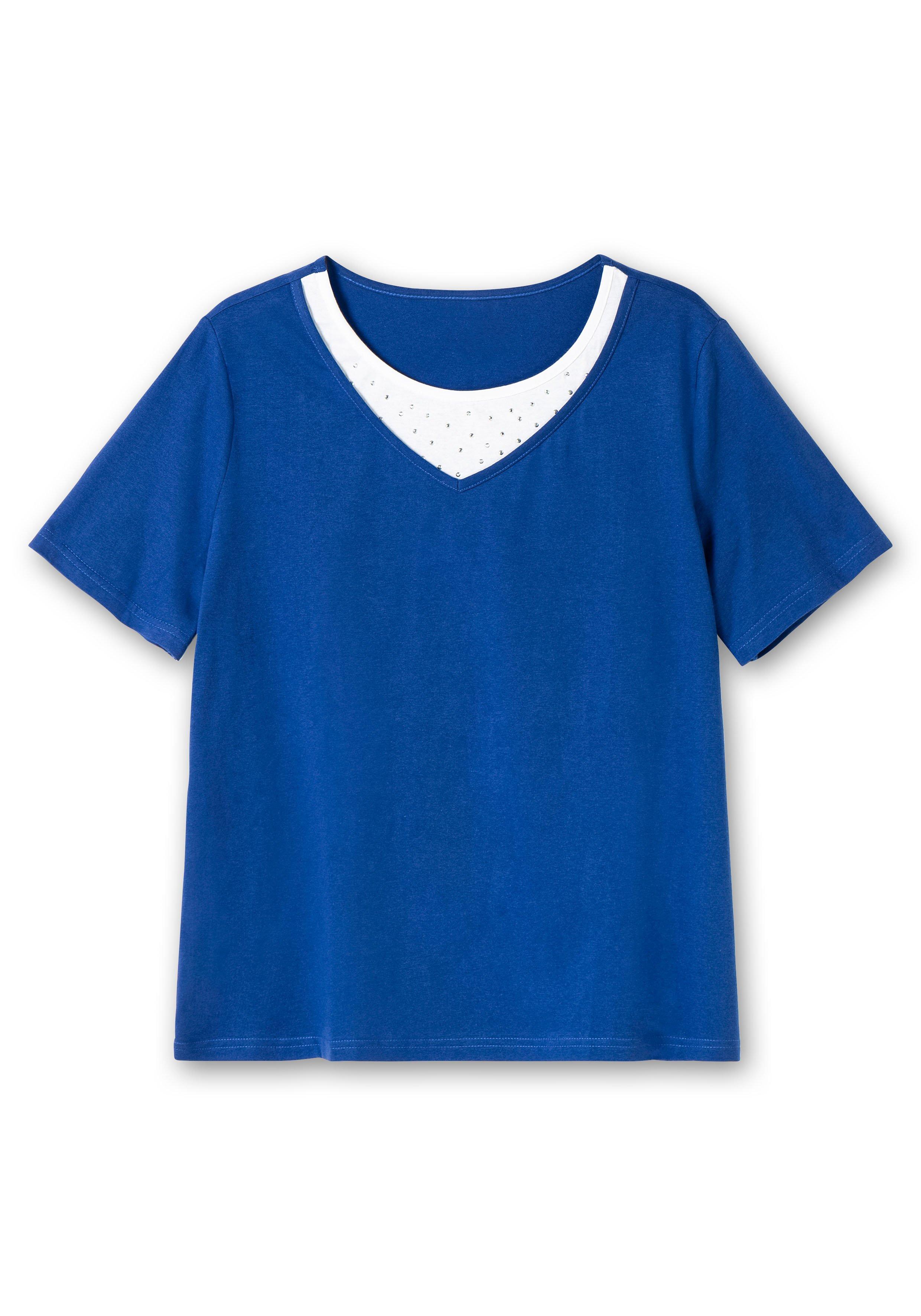 Kurzarmshirt in Layeroptik mit Ziernieten