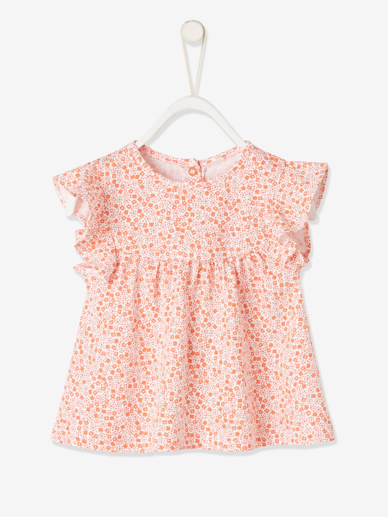 Camiseta infantil azul-escura com estampa floral