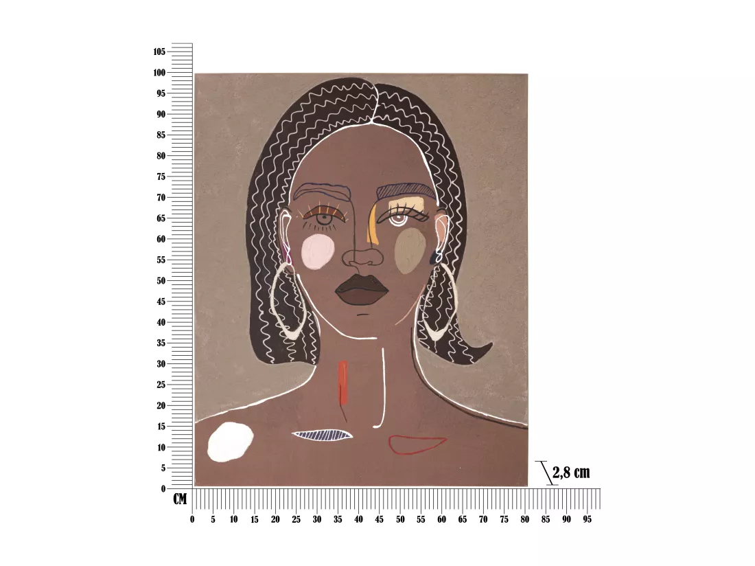 Tableau Toile sur Bois - Femme Tribale aux Inspirations Ethniques - Modèle Tribal -A- 80x2,8x100 cm - Décoration Murale Moderne
