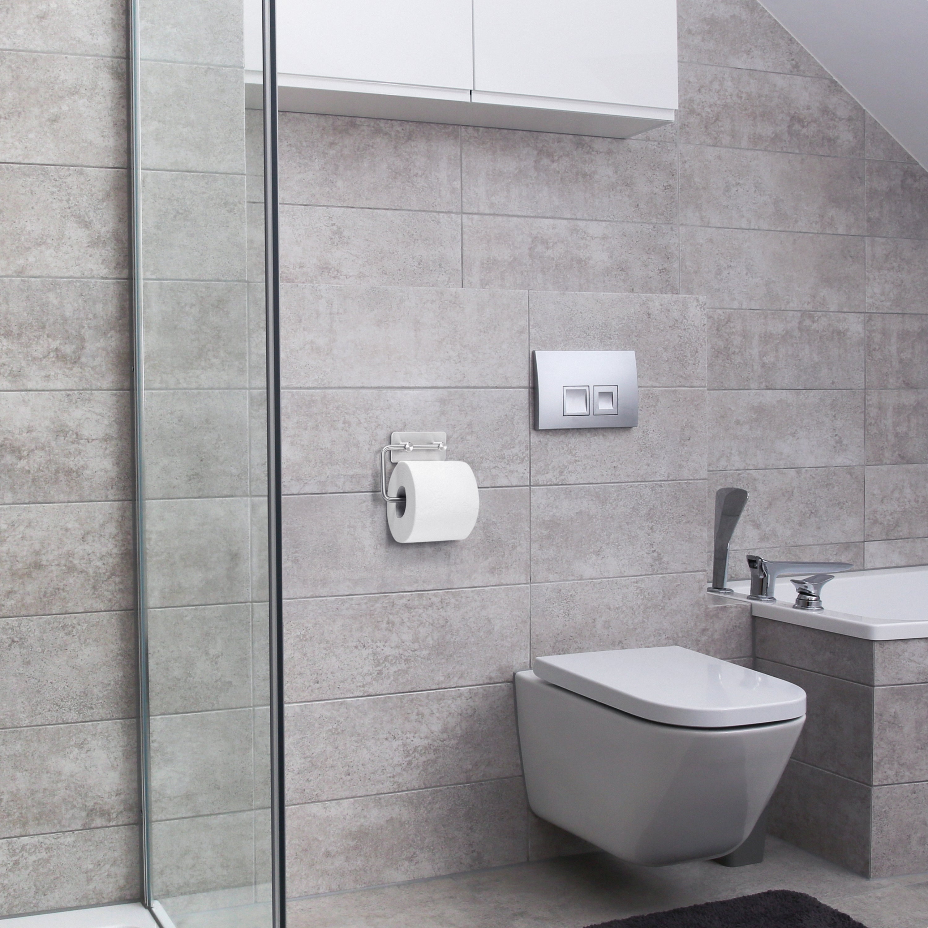 XIVADA WC rolhouder Mara - Rvs - Zelfklevend - 3m Tape - Zilver