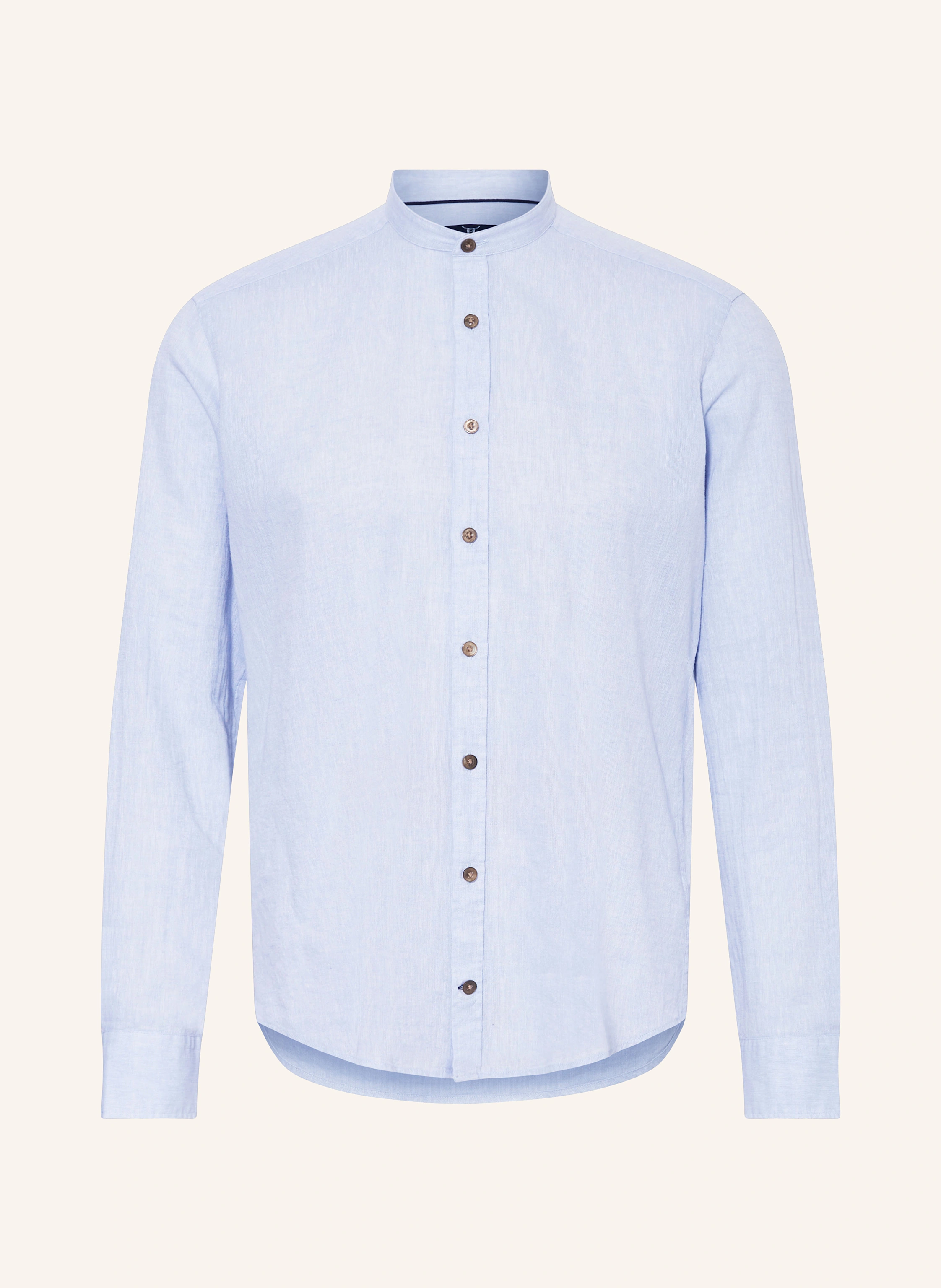 STROKESMAN'S Hemd Modern Fit mit Stehkragen und mit Leinen