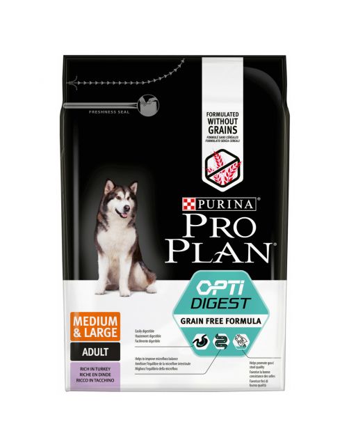 Pro Plan Dog Adult Medium & Large Sensitive Digestion Grain Free Kalkoen - Hondenvoer