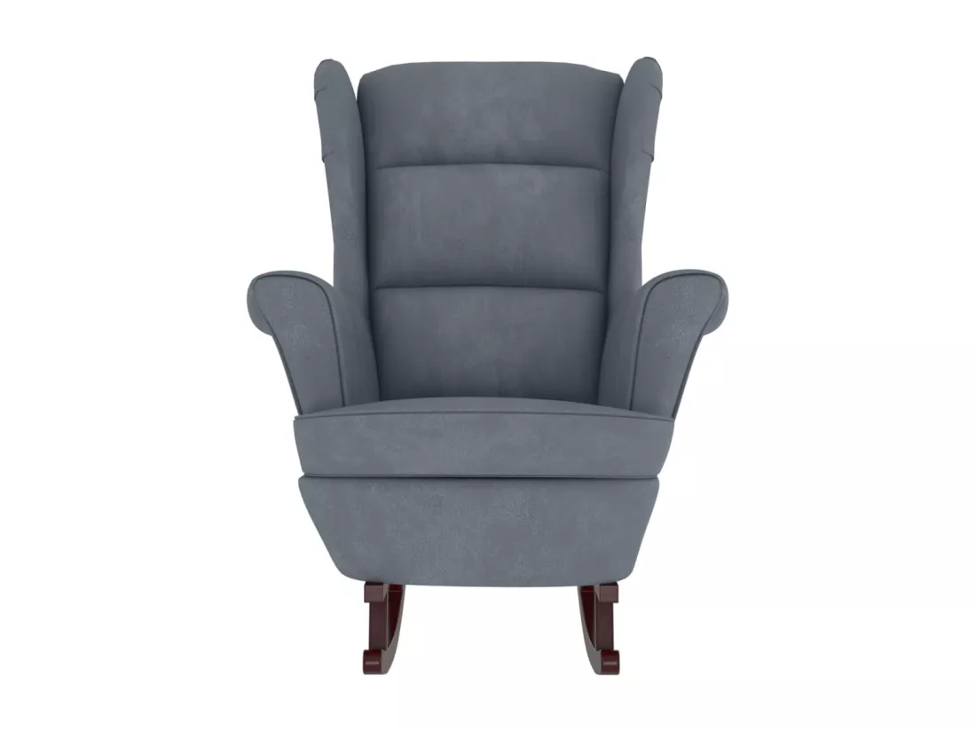 Chaise à bascule avec pieds en bois et tabouret Gris foncé
