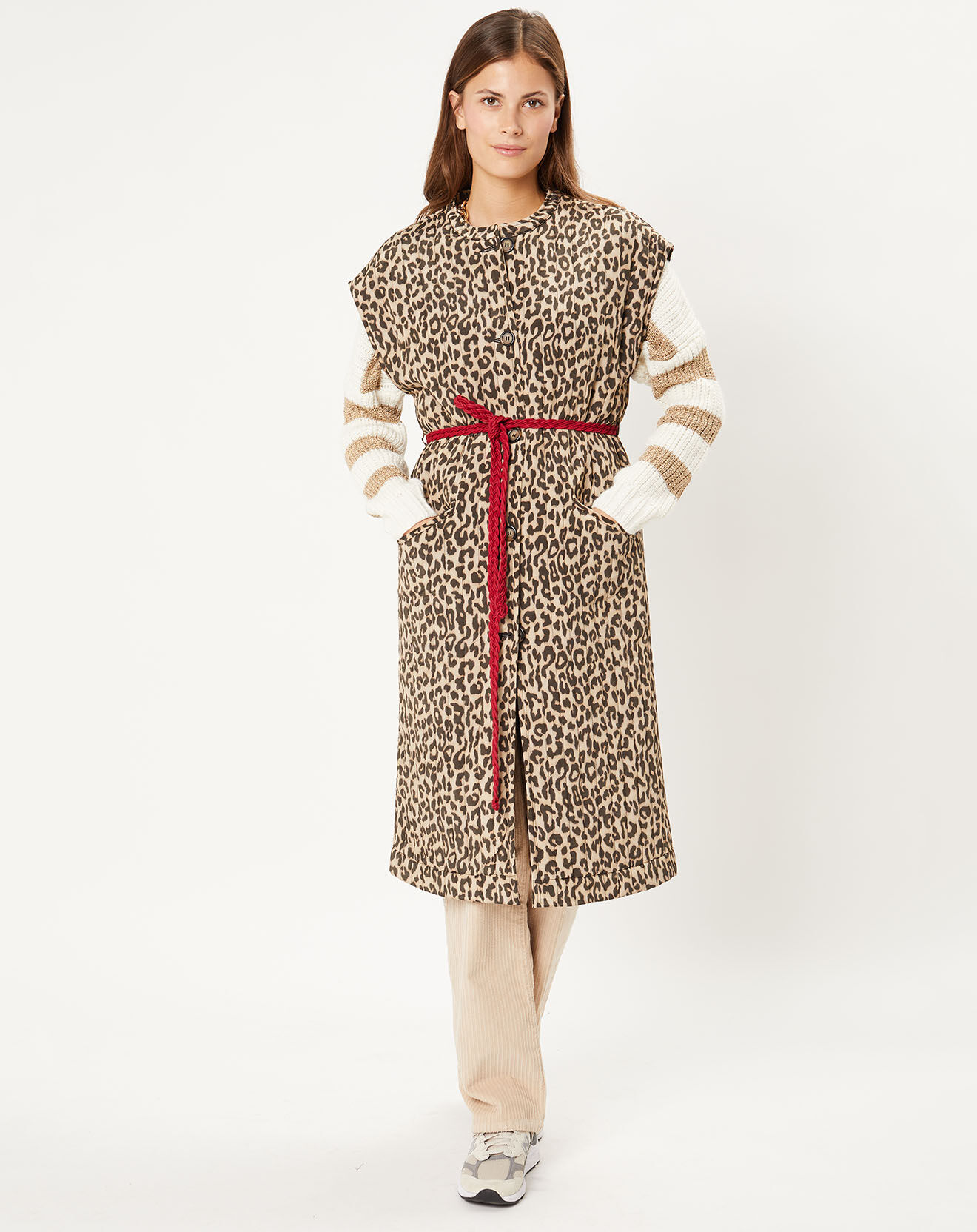Stella Forest Veste longue sans manches Léo marron