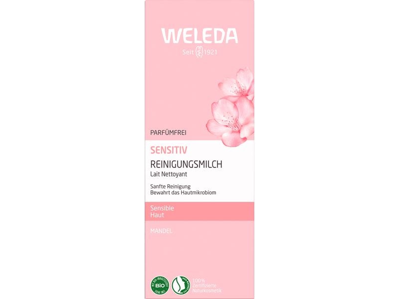 WELEDA Reinigungsmilch Mandel 75 ml Natürliche, parfümfreie Reinigungsmilch für sensible Haut