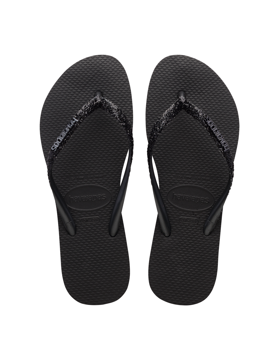 havaianas tongs femme slim glitter II noir pailettes