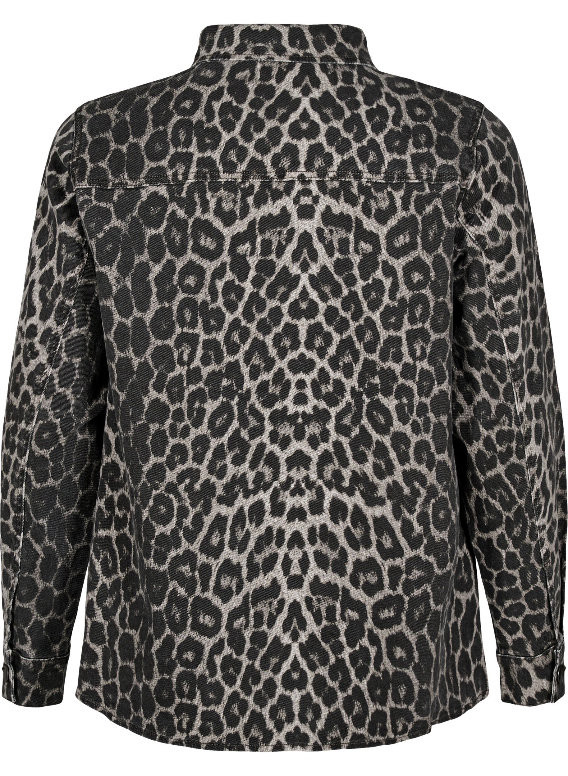 Denimskjorte i leopardprint med knapper