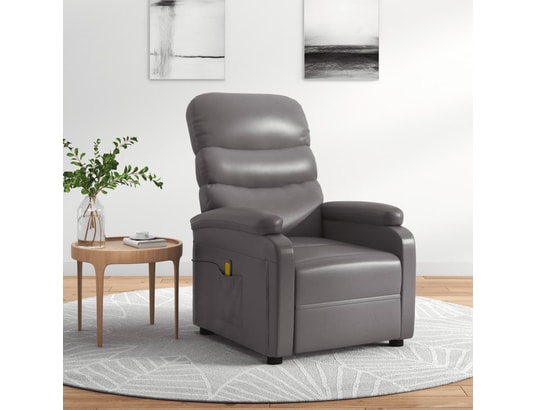 VIDAXL - Fauteuil Relaxation Fauteuil de massage gris similicuir