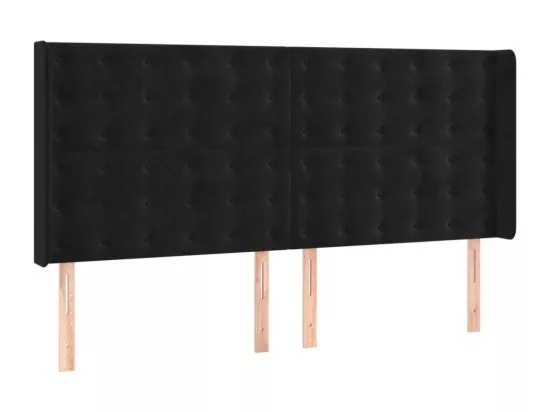 Sommier tapissier avec matelas et LED Noir 180x200 cm Velours