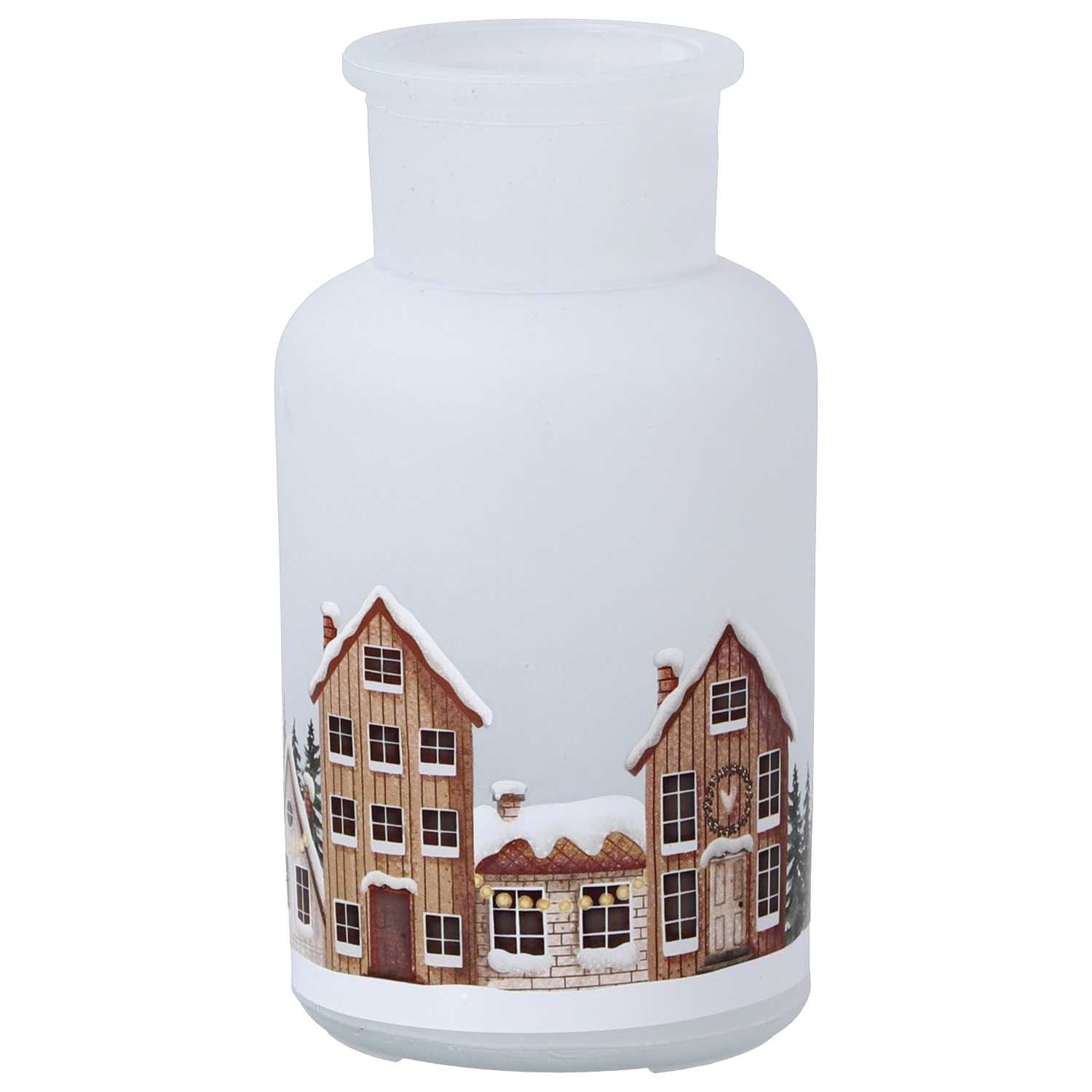 novooo Deko Vase Winterhaus 13,5cm2f Glas