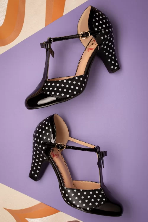 Banned Retro Kelly Lee t-strap pumps in zwart