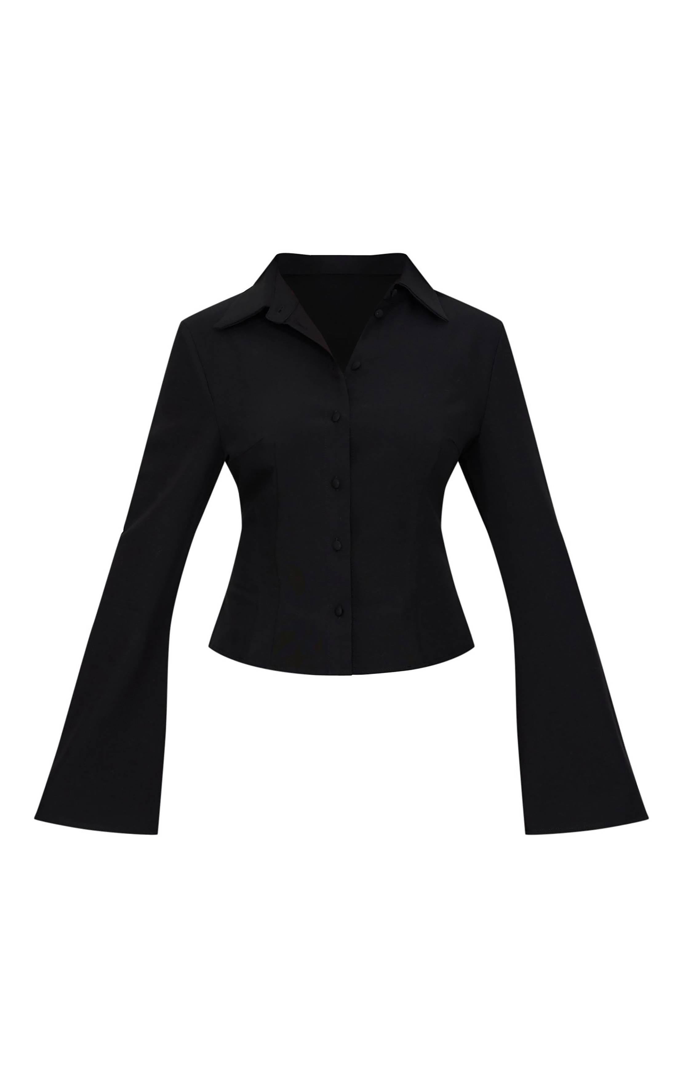 Noir Chemise Ajustée À Boutons Petite