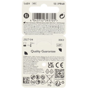 Varta V13 Hearing Aid 8 Stuks