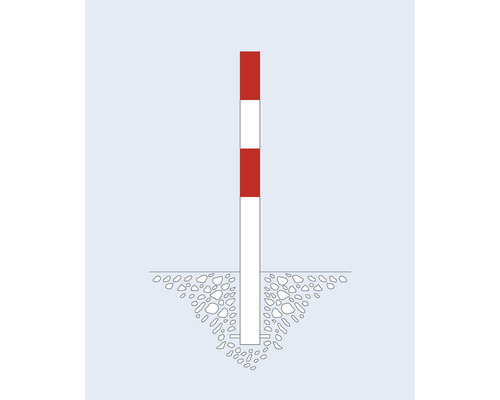 Paal met 2 ogen voor betonnering, staal, wit/rood, 1330 mm