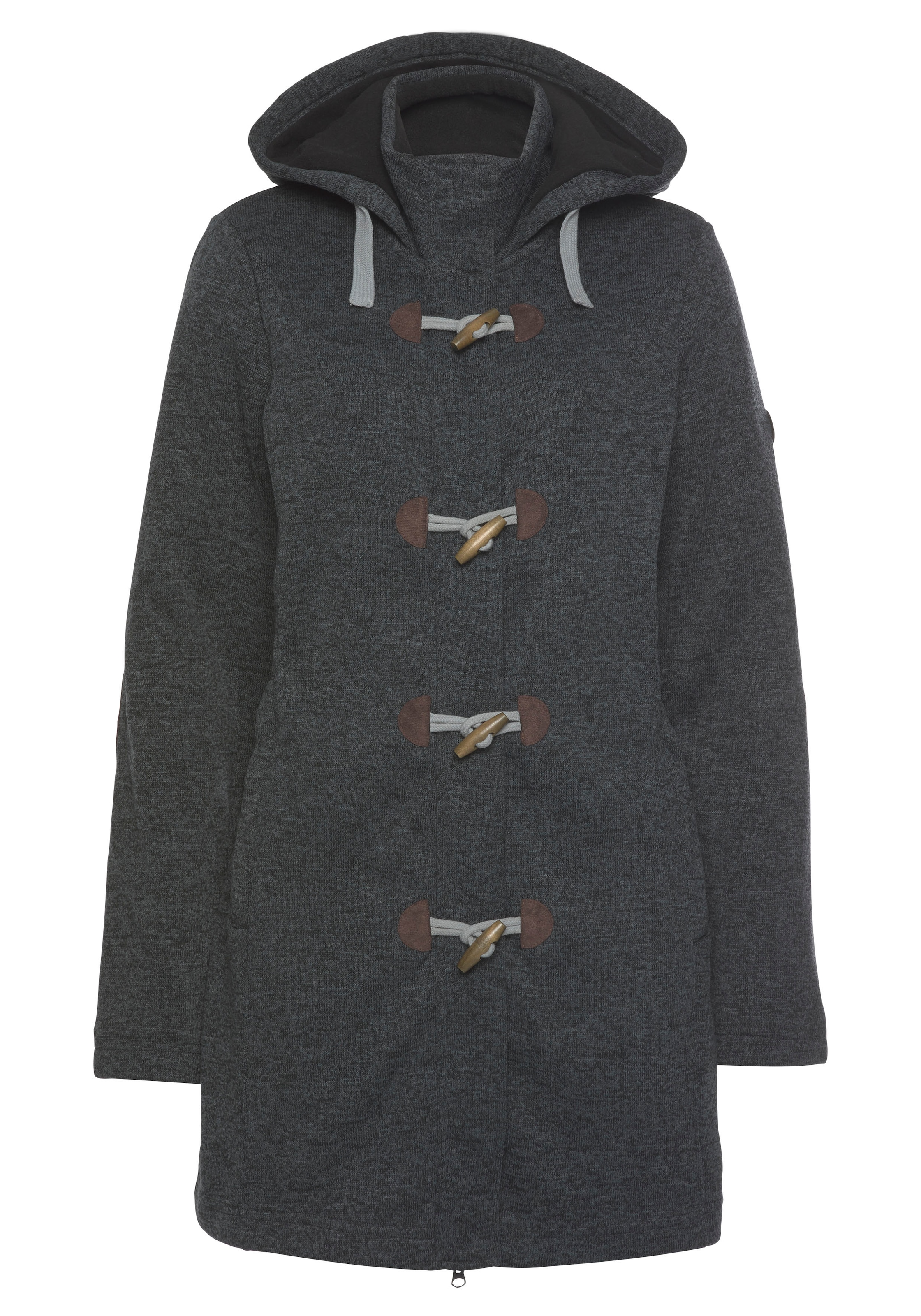 Polarino Strickfleecejacke mit Kapuze für den Übergang,  aus Strickfleece,  atmungsaktiv