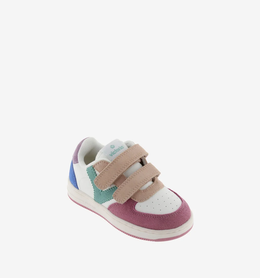 TIEMPO SCRATCH CUIR FENDU MULTICOLORE Baskets de sport multicolore pour enfant ROSA