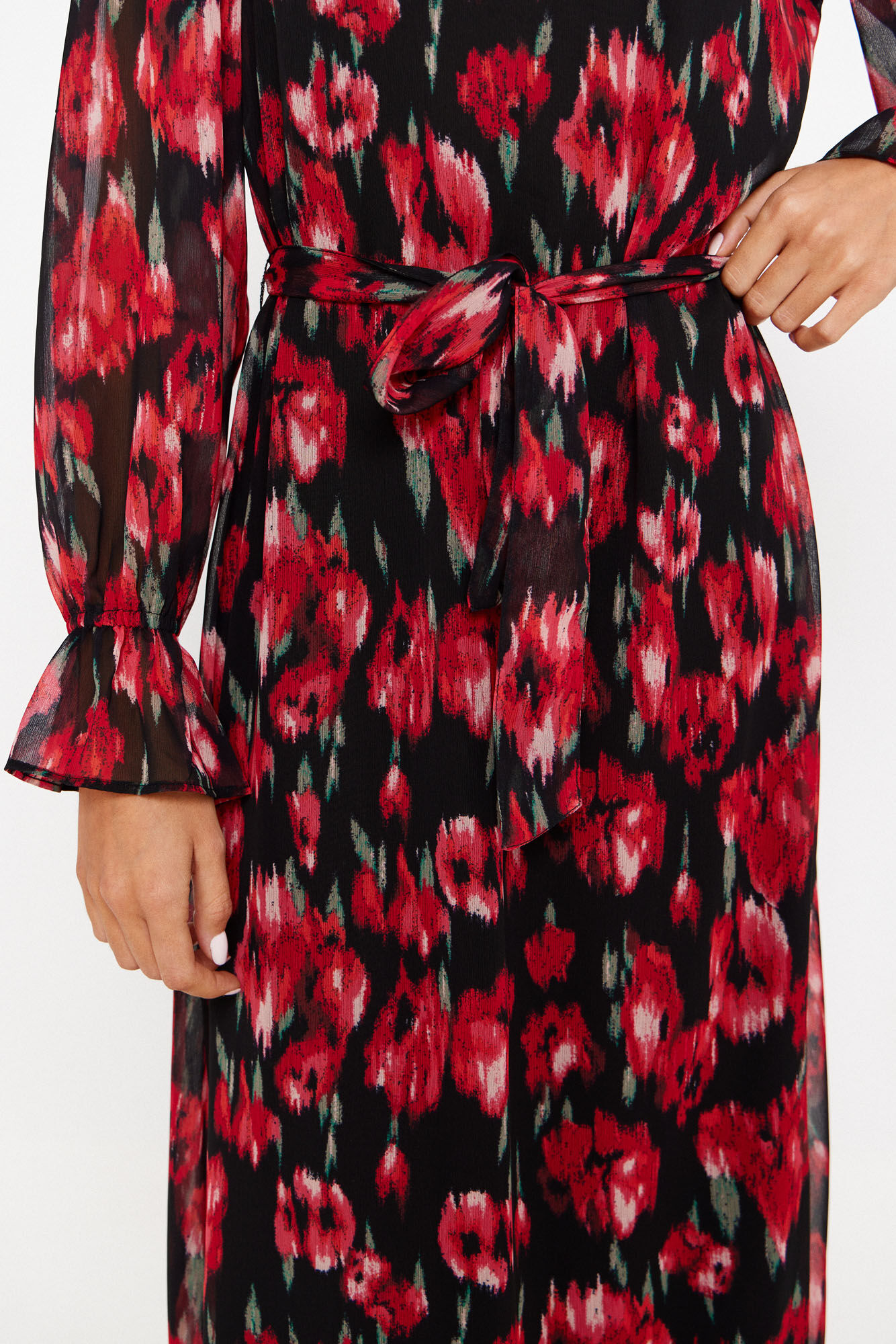 Vestido longo com gola redonda