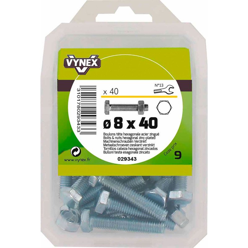 Boulon tête hexagonale acier zingué