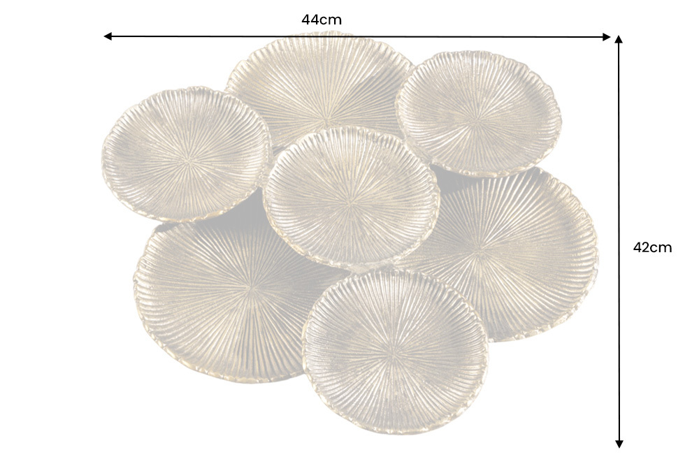 Handgefertigte XXL Deko Schale ABSTRACT LEAF 45cm gold Metall Aluminium Schmuckablage