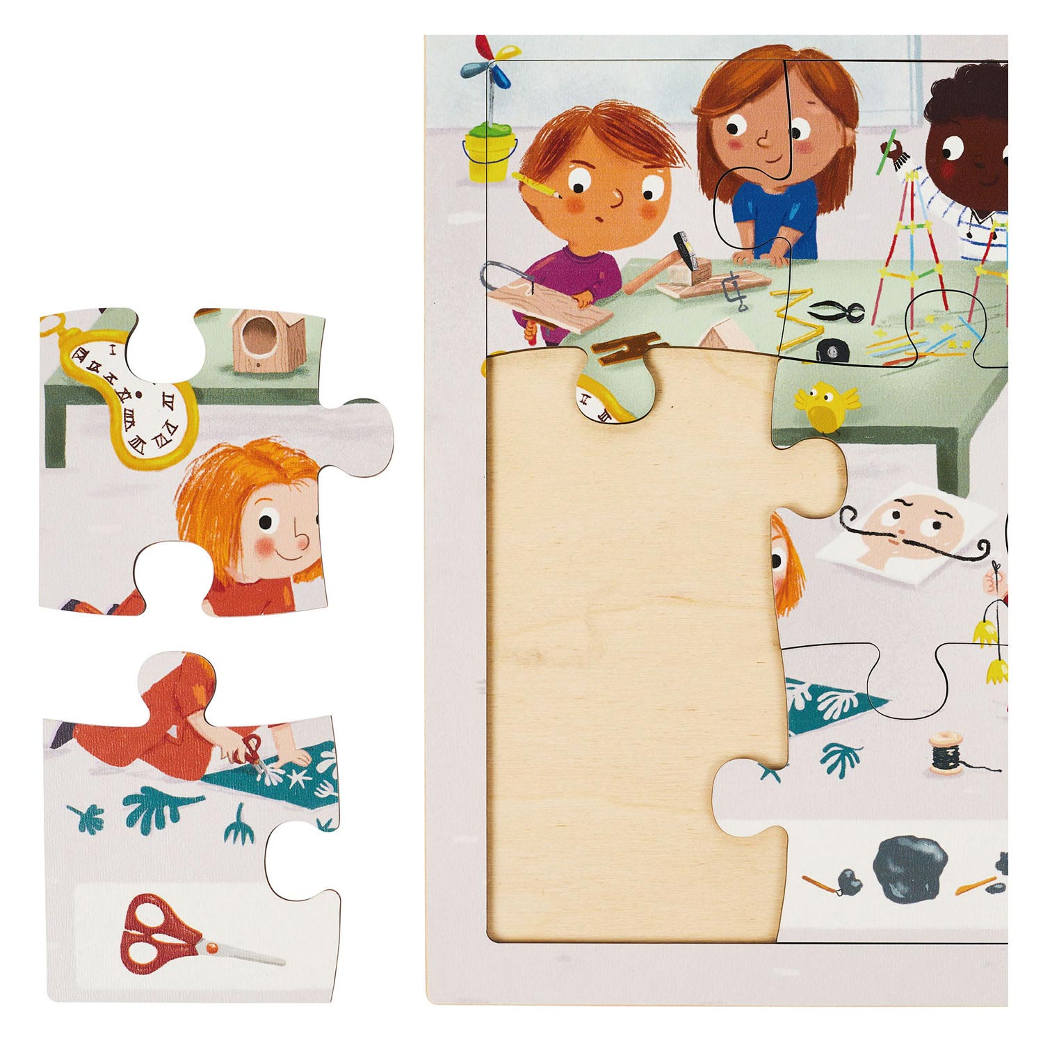 Rolf - Houten Noppenpuzzel Serie Kunst, Set van 3