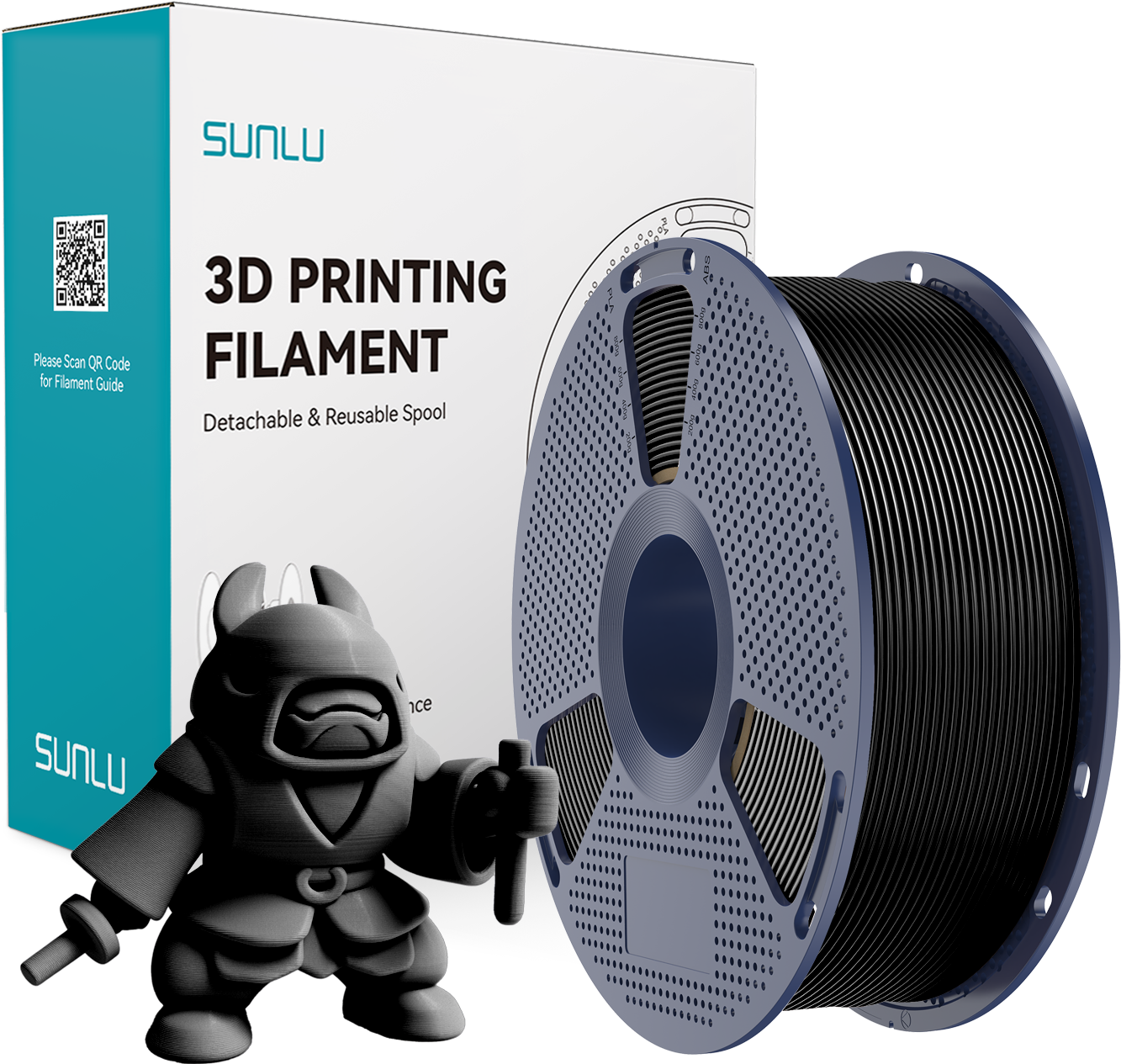SUNLU  PLA Meta Black, 1,75 mm / 1000 g    Modifiziertes PLA Material für den High Speed Druck