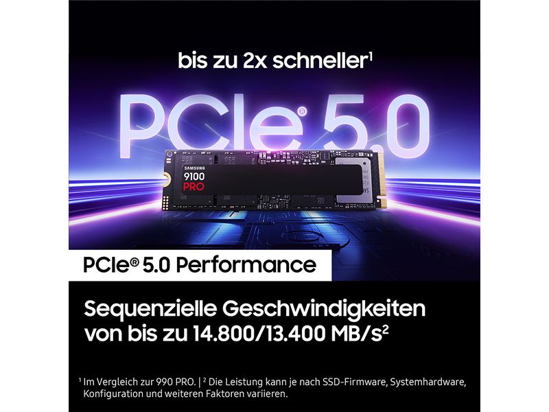 Samsung SSD 9100 PRO M.2 2280 NVMe 2000 GB M.2-Solid State Drive für anspruchsvolle Anwendungen und Workloads