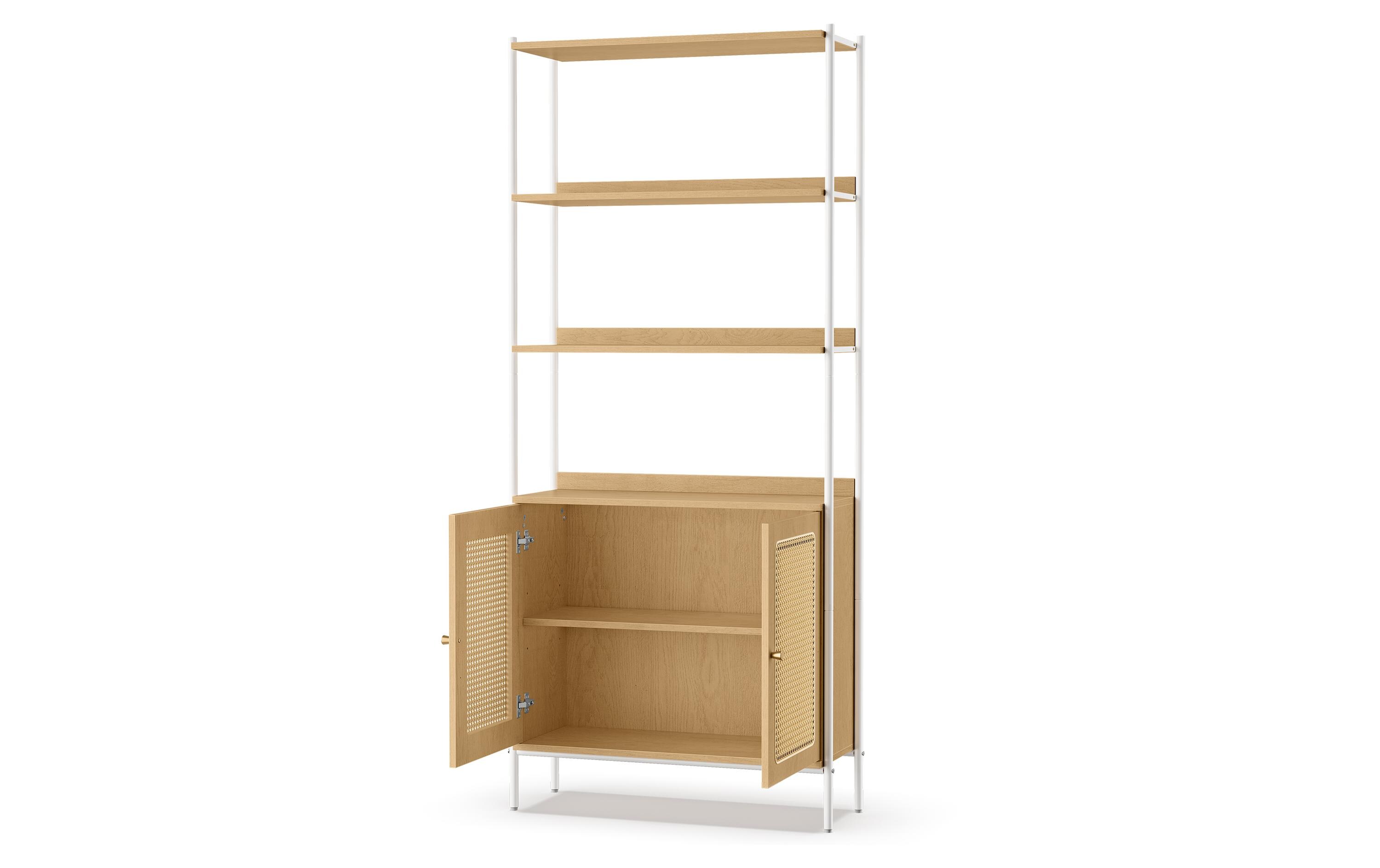 Regal mit 6 Ebenen 76.4 cm x 174.7 cm, Eiche/Perlweiss<br>Bücherregal