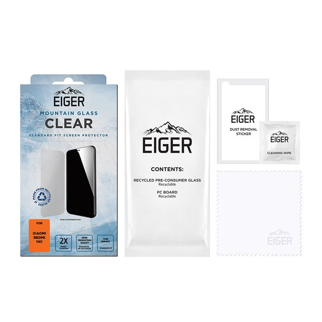 Xiaomi Redmi 14c Mountain Glass Clear Panzerglas 2.5D Displayschutz Case Friendly (EGSP00998)