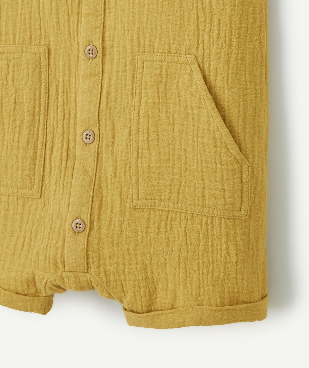 combishort bébé garçon en gaze de coton biologique jaune