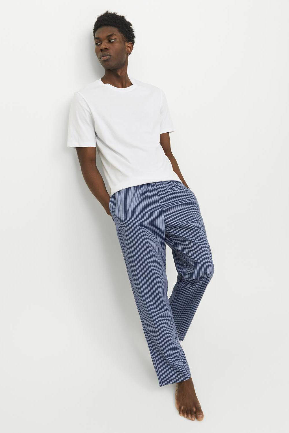 JACK & JONES pyjama JACBASIC wit/blauw