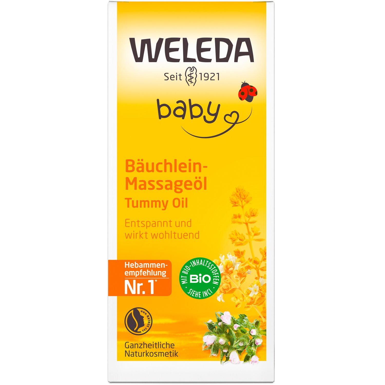 Weleda Baby Bäuchlein-Massageöl - pflegt und entspannt, mit verschiedenen ätherischen Ölen