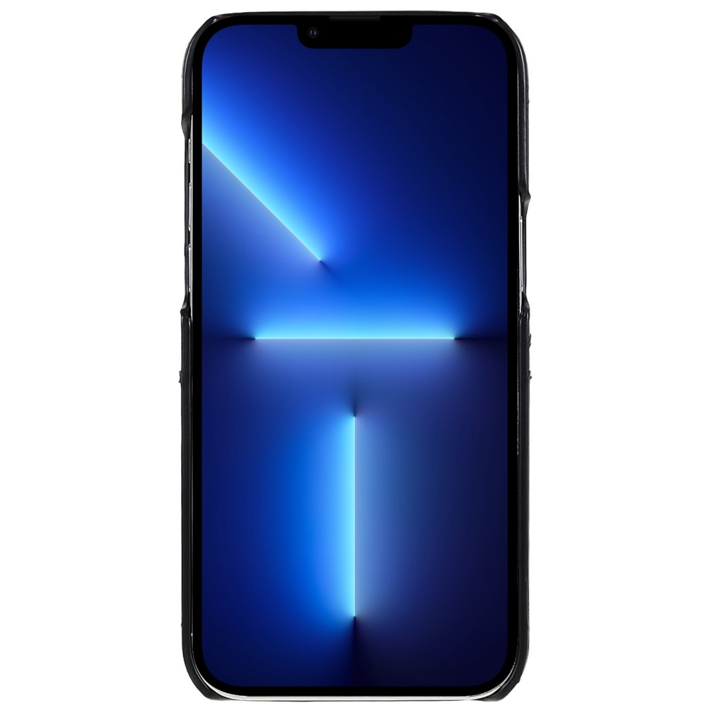 iPhone 14 Pro Leder Hülle Snap Case   Kartenfach - Schwarz