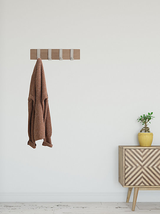 Porte-manteau à fixer Virginia 4 têtes bois et blanc