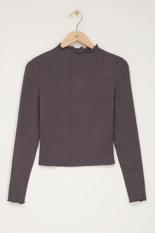 Grijze crinkle top met strucuur