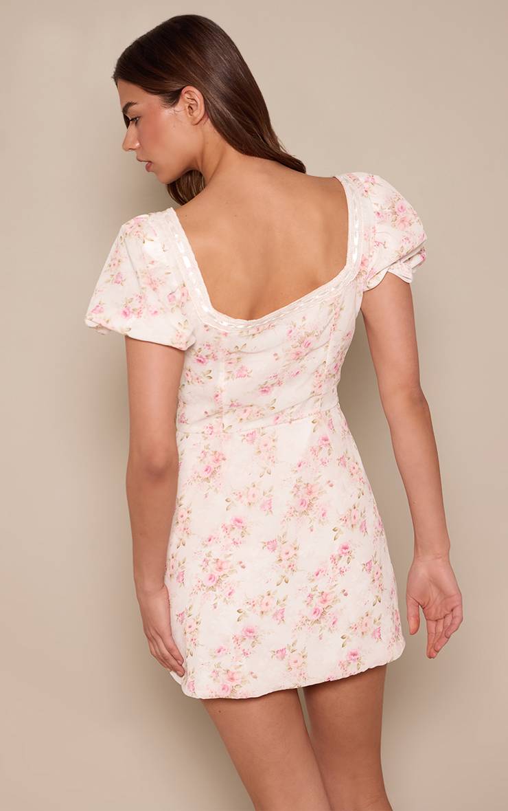 Rose Robe Patineuse Mini En Mousseline À Imprimé Fleuri Ditsy