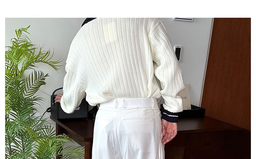 Okwano - Hoge taille effen rechte broek