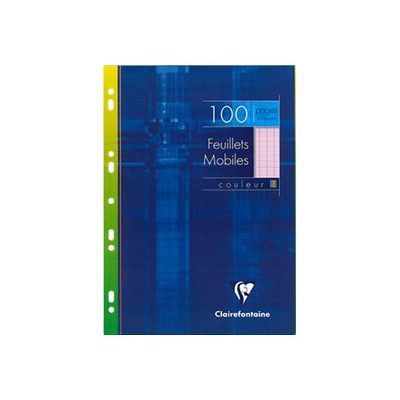 Clairefontaine - feuilles simples A4 - 100 pages - grands carreaux (Seyes) - perforées - rose