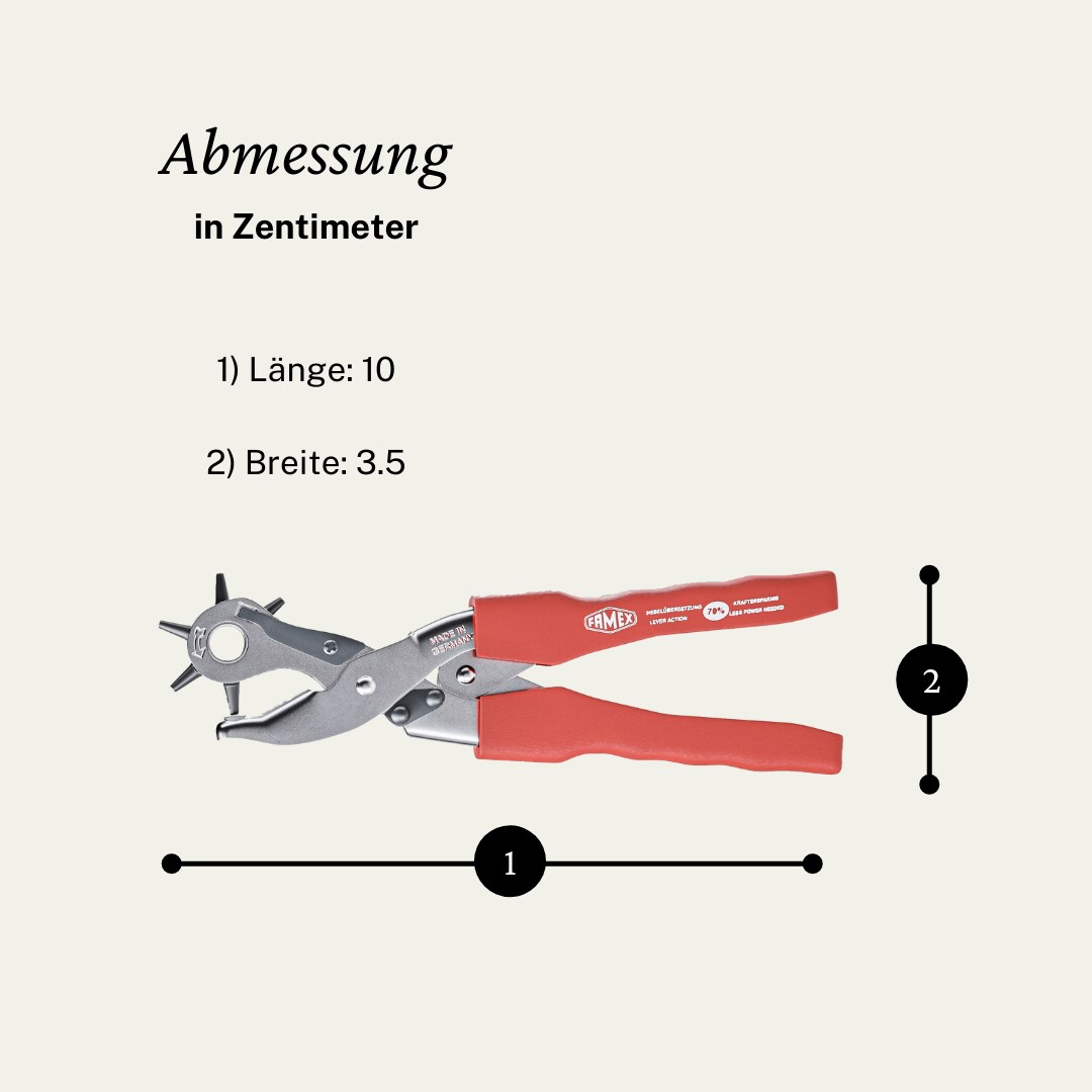 FAMEX 3519 Lochzange für Leder Revolverlochzange mit Hebelübersetzung Gürtel